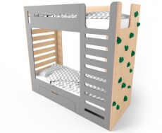 Кровать двухъярусная IndigoWood CuRocks со скалодромом gray